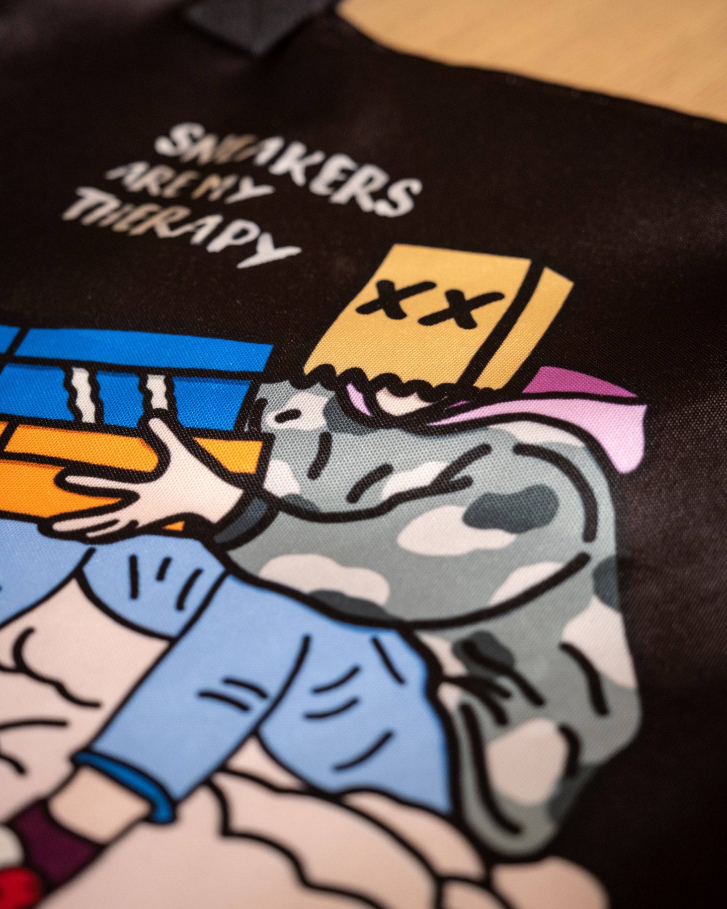 Cut & Sew Tote bag "sneakers are my therapy" with pocket - Dullboy